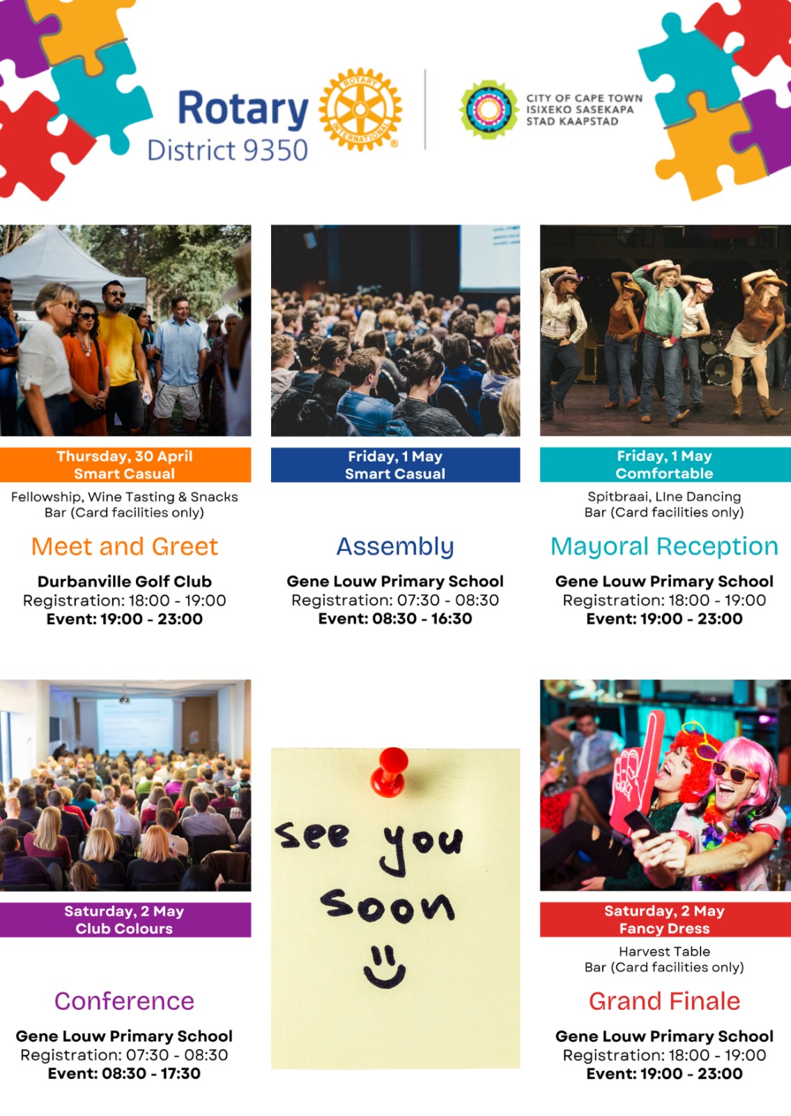 District 9350 Conference 2026 programme — 30 April to 2 May, Durbanville